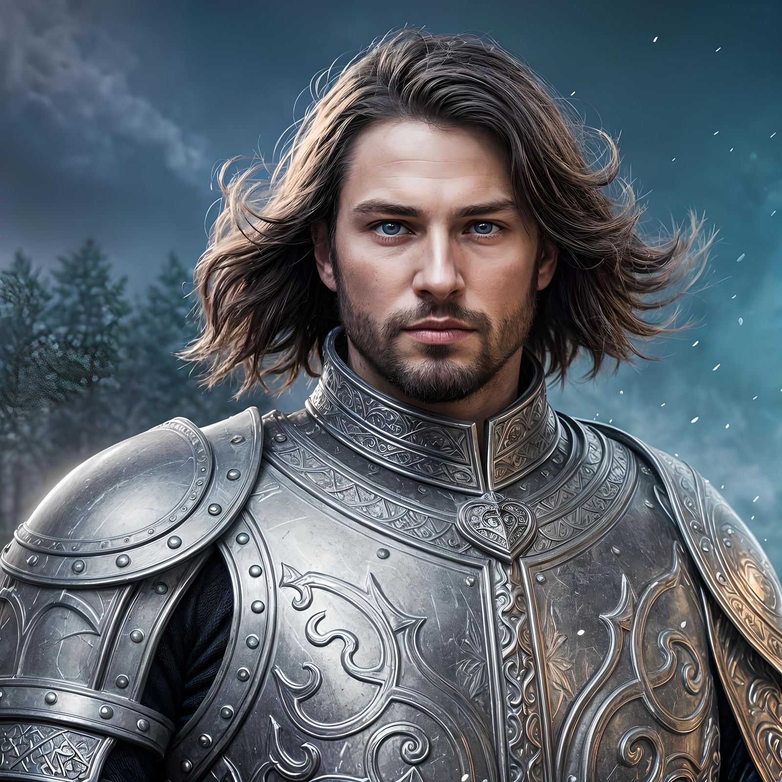 Valiant Knight in Medieval Armor Portrait