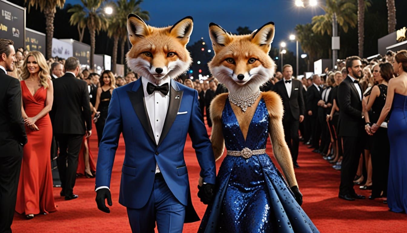 Glamorous Fox Couple Struts Red Carpet at Hollywood Movie Aw...