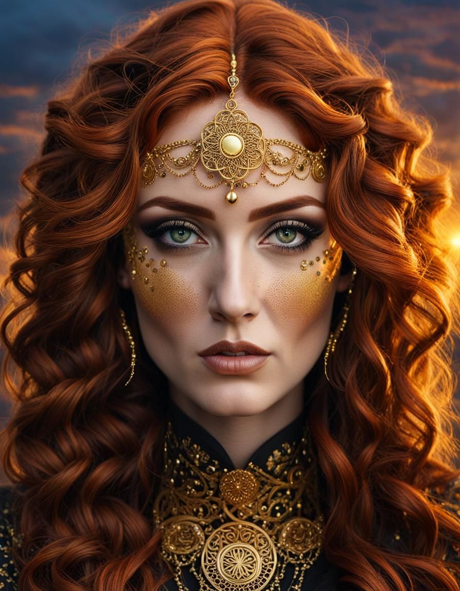 Gothic Duality Goddess in Hyperrealistic Style