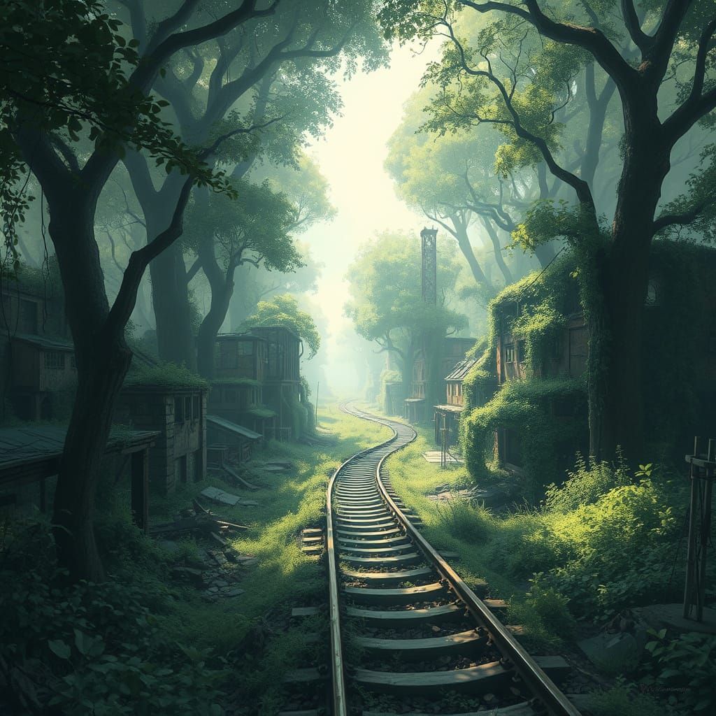 Overgrown Micro City Ruins Ethereal Lighting