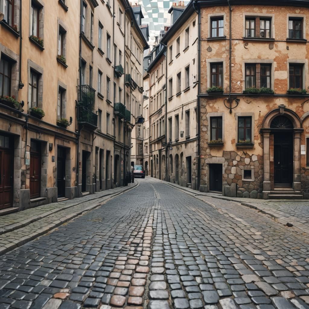 Glitch Art: Historic European Street Scene