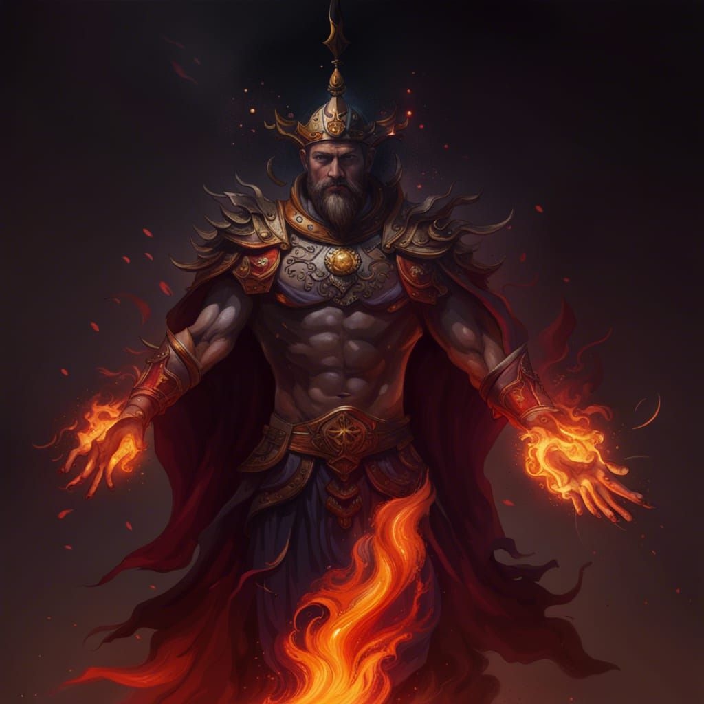 Hades Skydiving into Fire Pit: Hyperdetailed Concept Art