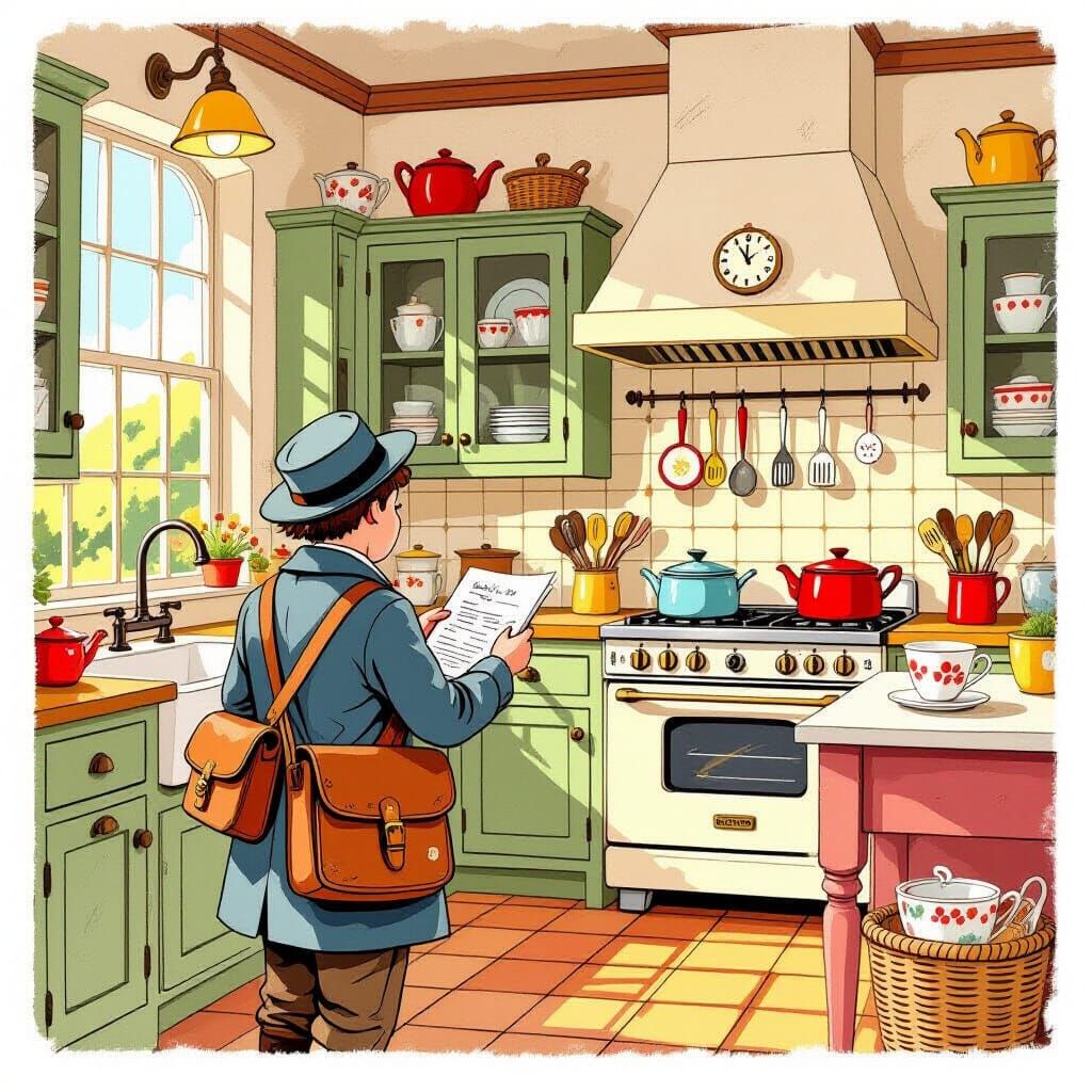 Whimsical Postman Delivers Mail in Fantastical Kitchen