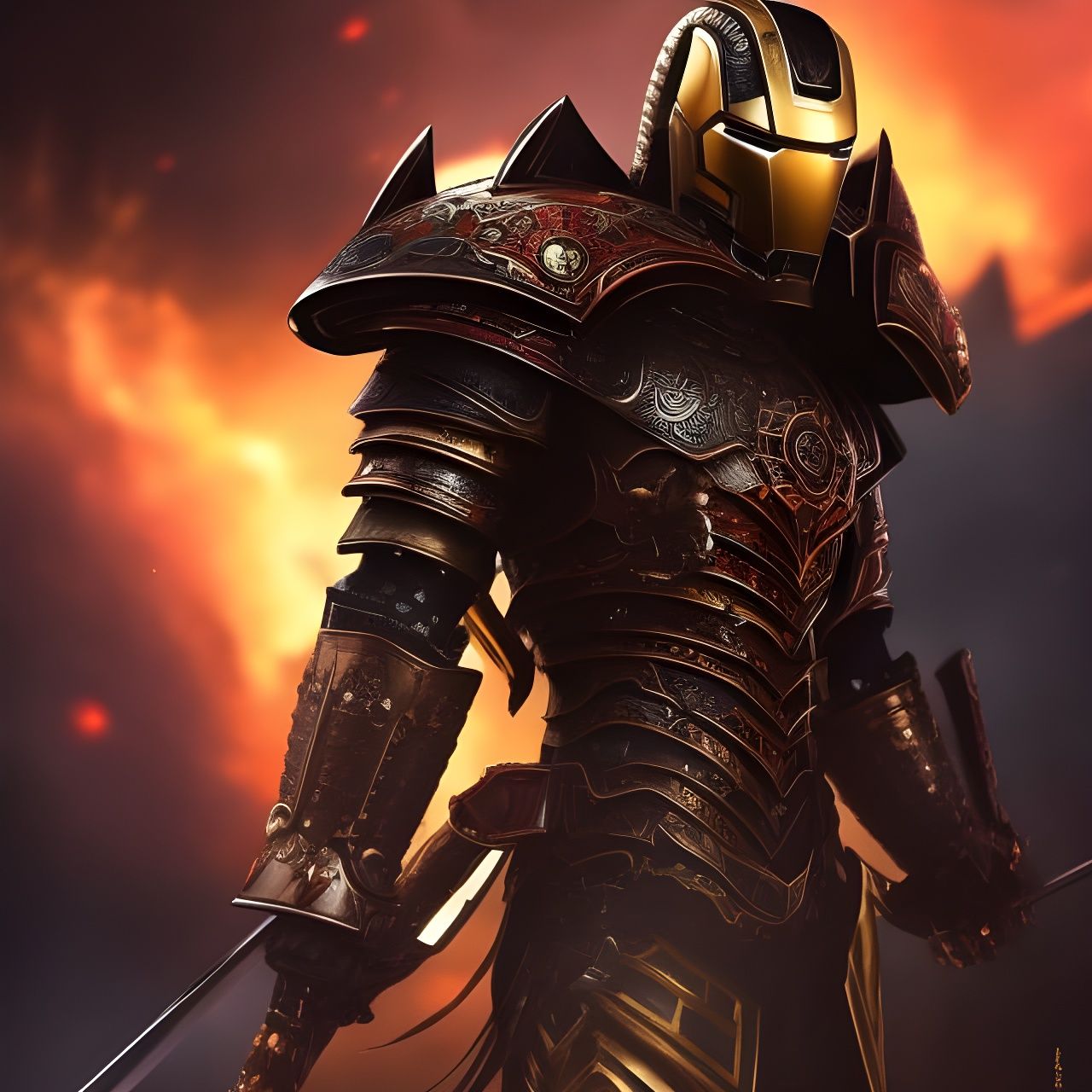 Samurai Iron Man in Feudal Japan, Hyper-Realistic Art