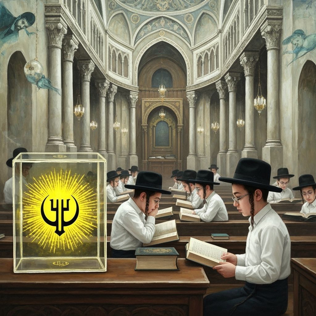 Radiant Symbol in Glass Box at Synagogue