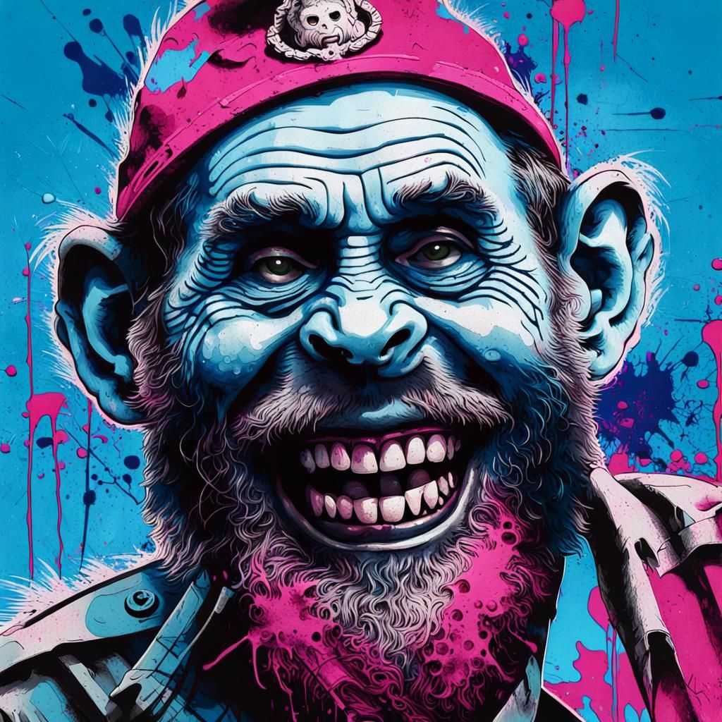 Graffiti Pop Art: Zombie Monkey Monster Clown Portrait