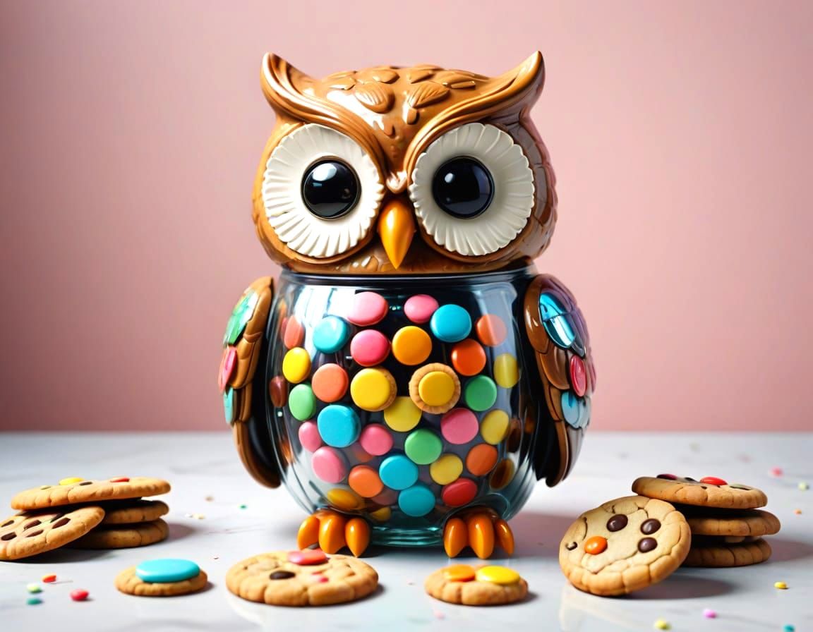 Polka Dot Owl Cookie Jar