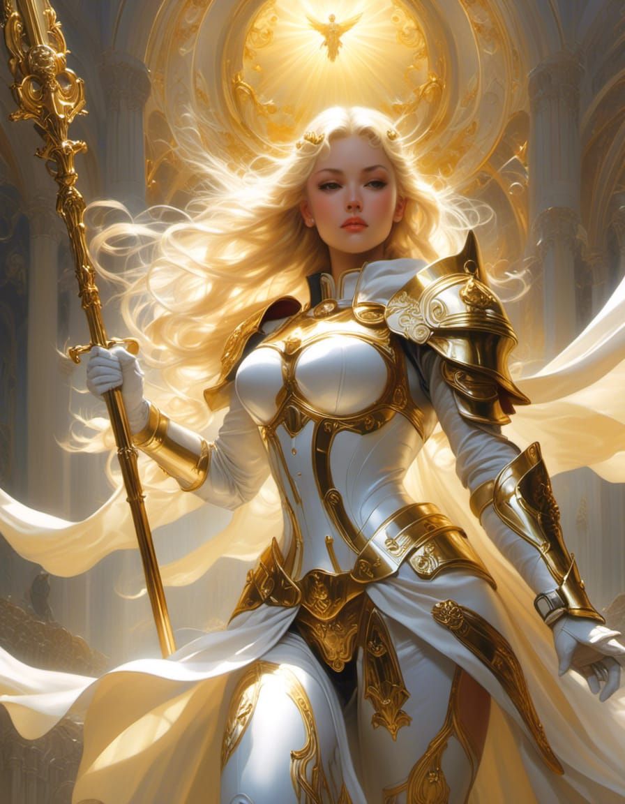 Alluring Divine Paladin in Manga Comic Book Style