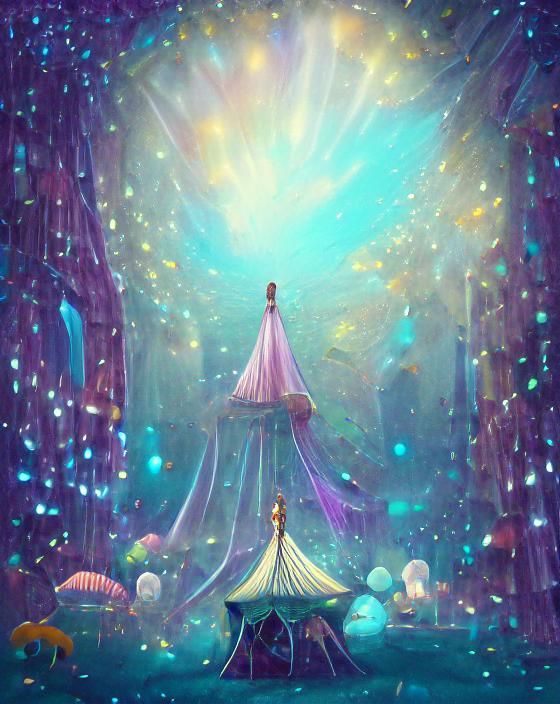Magical Circus Tent with Fireworks, Fantasy Artwork