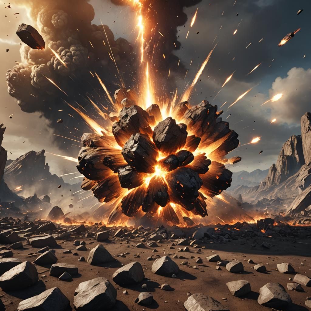 Explosive Meteor Impact in 3D Rendering