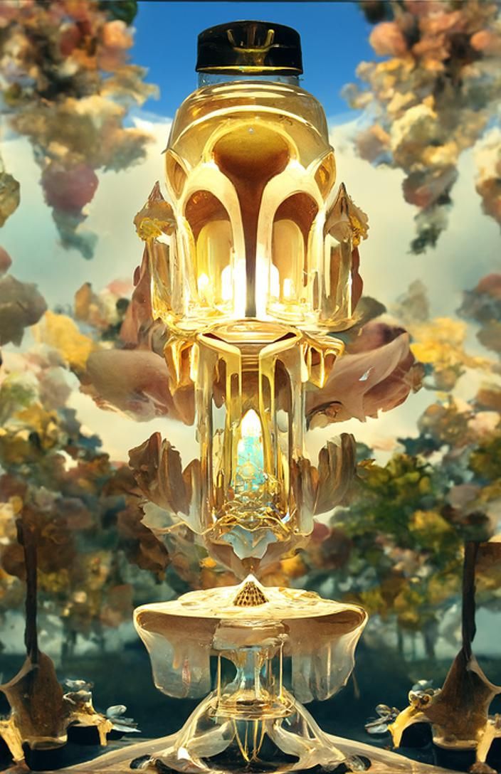Honeycomb Princess in Magical Forest: Surreal Architecture