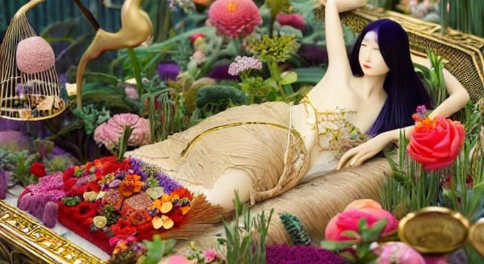 Surreal Floral Bed in Fairytale Style