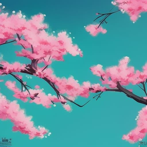 Anime Style Pink Cherry Blossoms