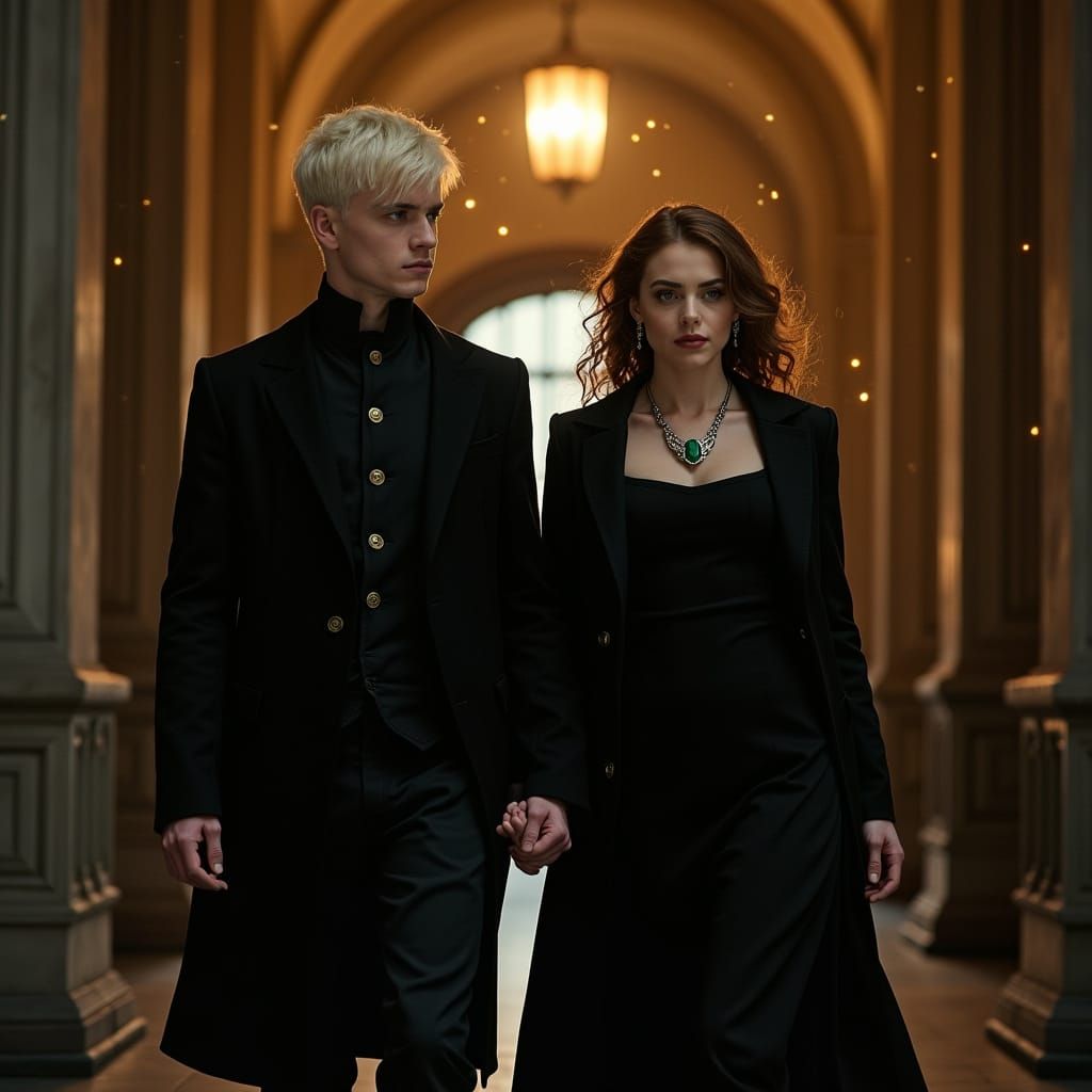 Draco and Hermione Enter Magical Building in Cinematic Style
