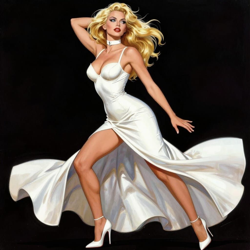 Emma Frost in White Latex Couture, Milo Manara Style