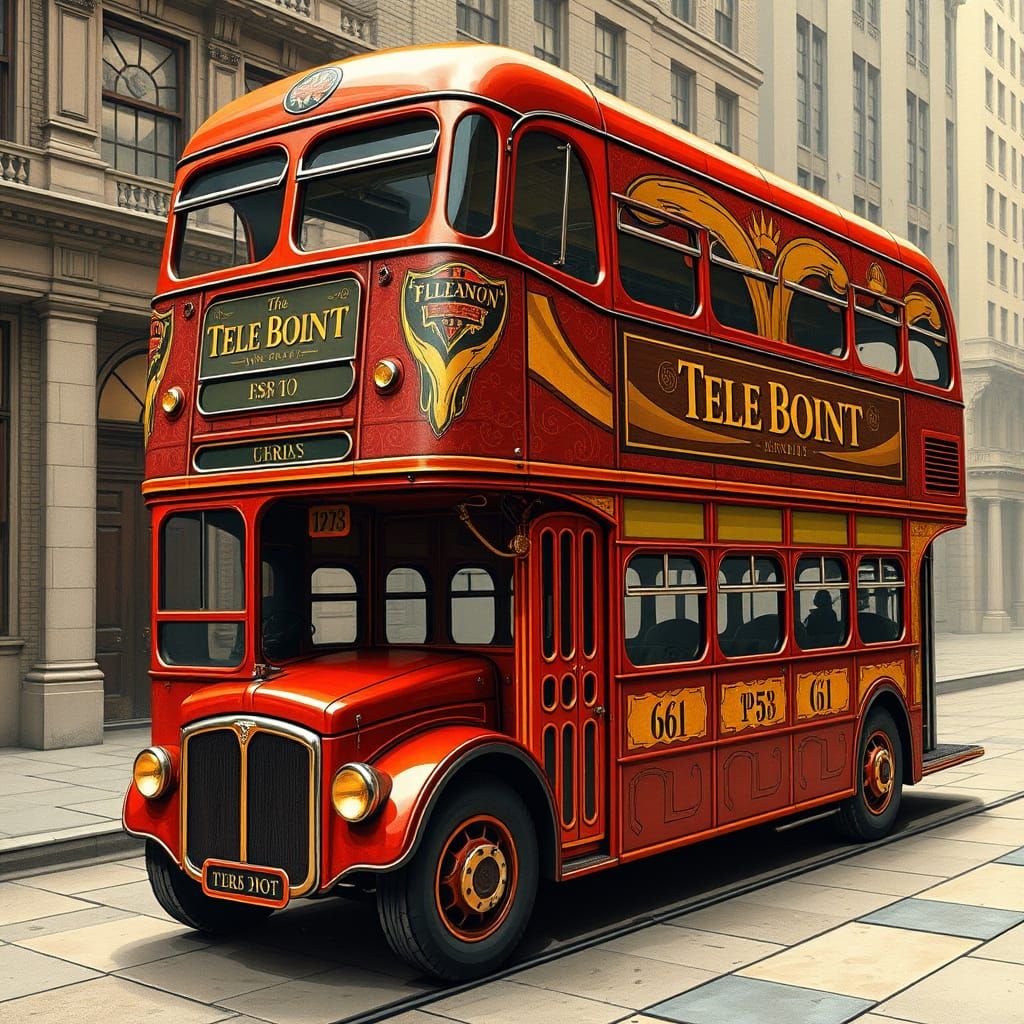 Art Nouveau Deformed Double-Decker Bus