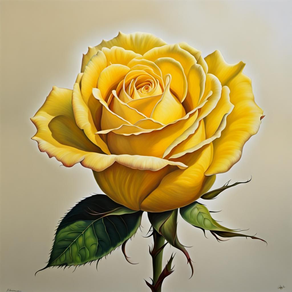 Photorealistic Yellow Rose with Vivid Detail