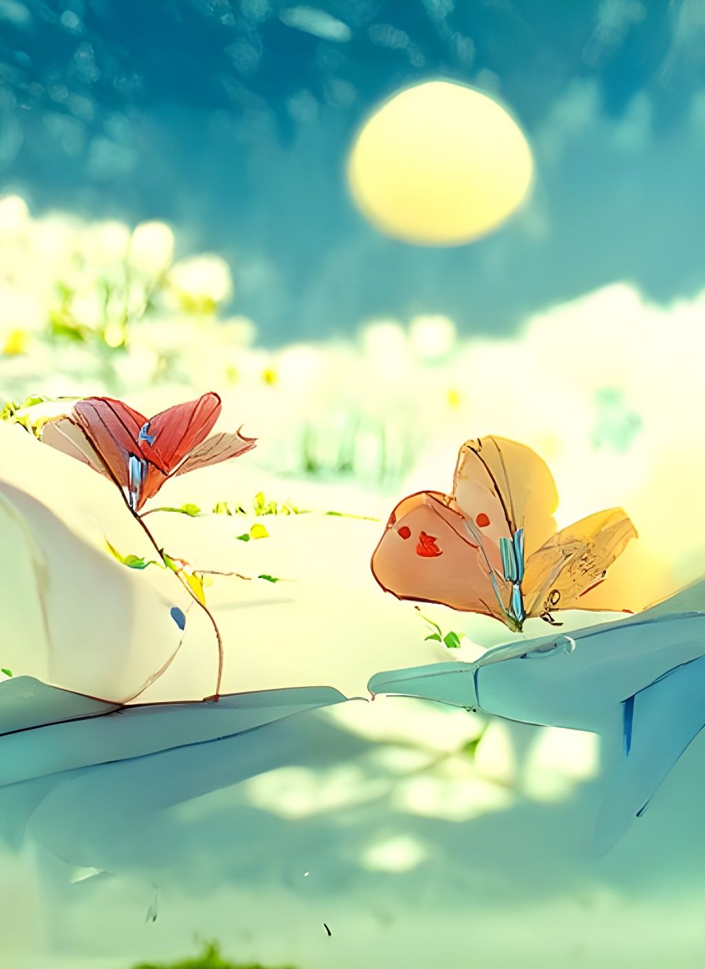 Two Friends Holding Hands in Ghibli Style