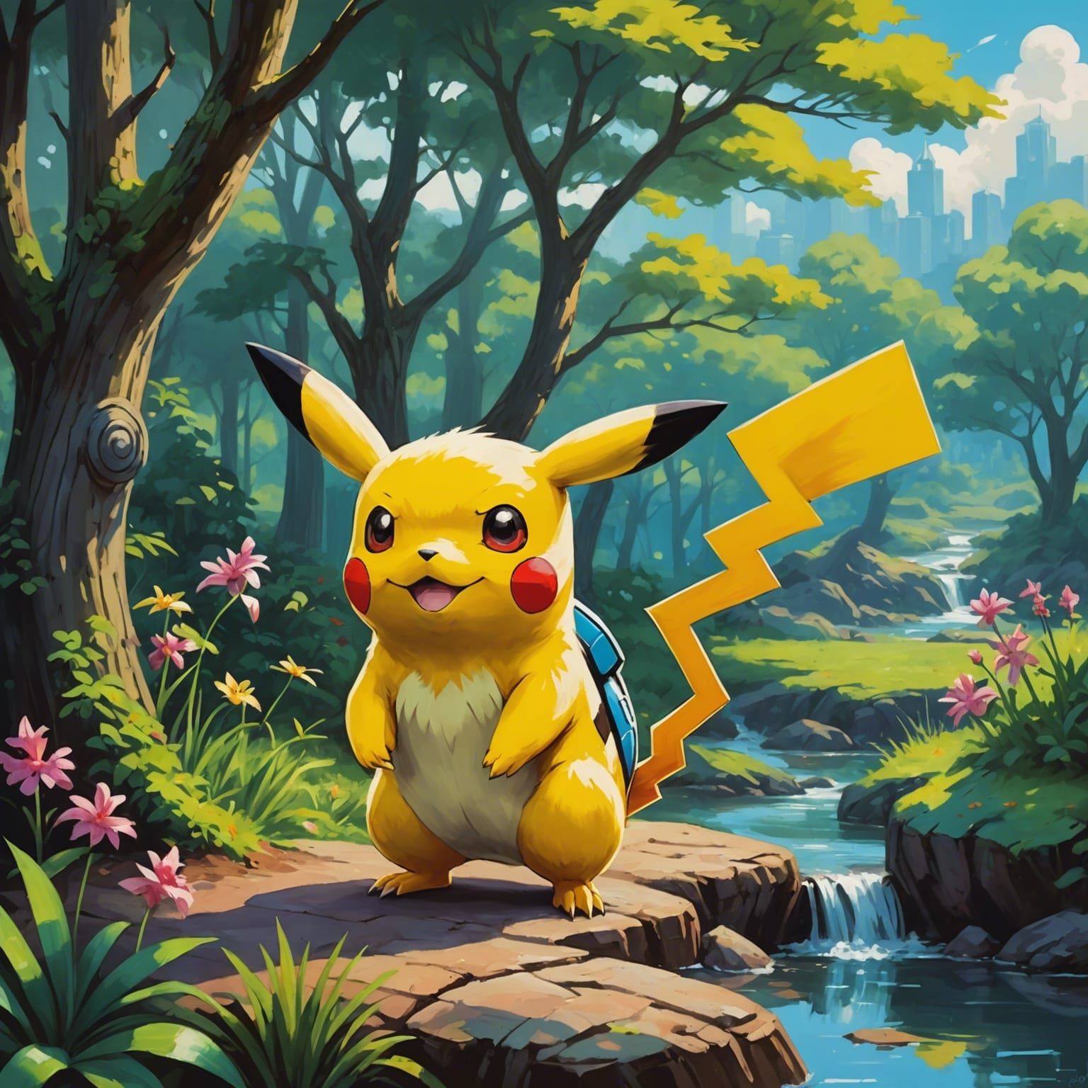 Pokemon in Oil Painting Style