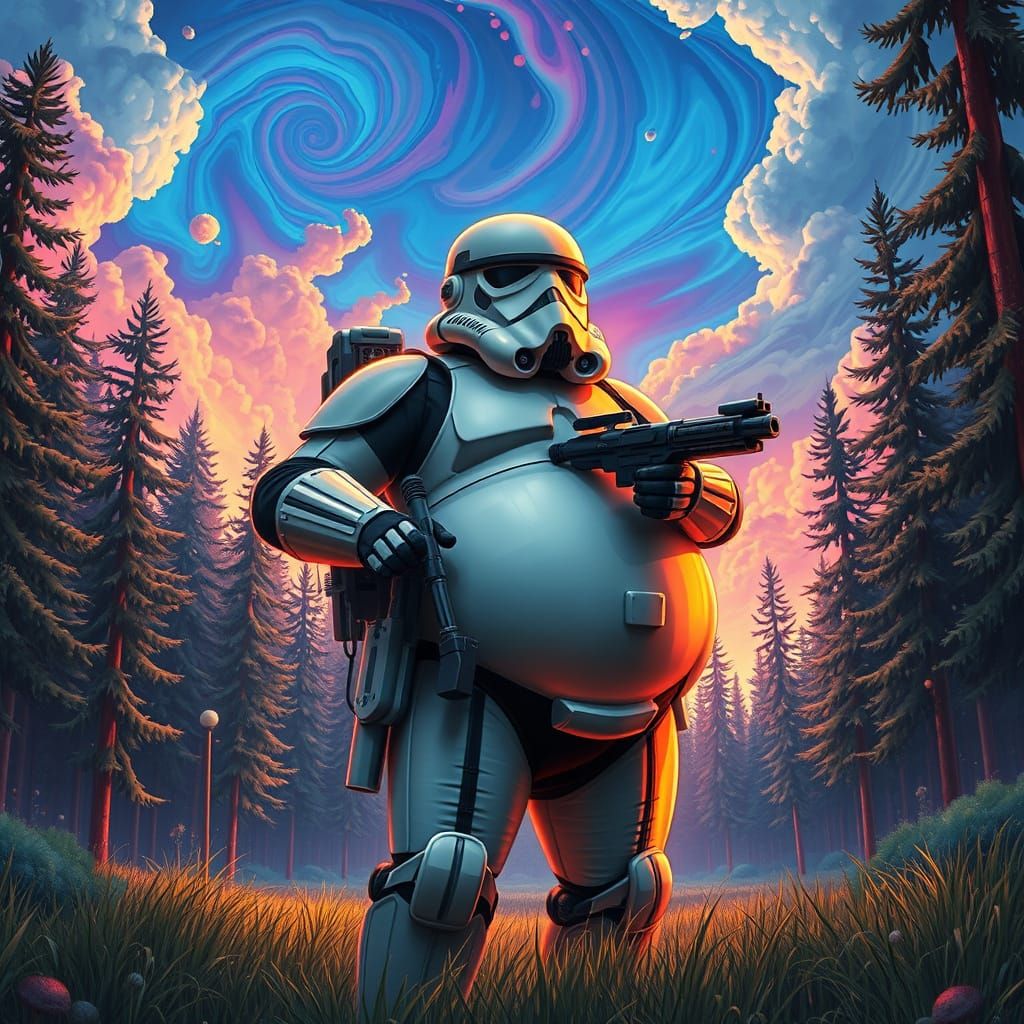 Psychedelic Forest Patrol in Hyperrealism Style