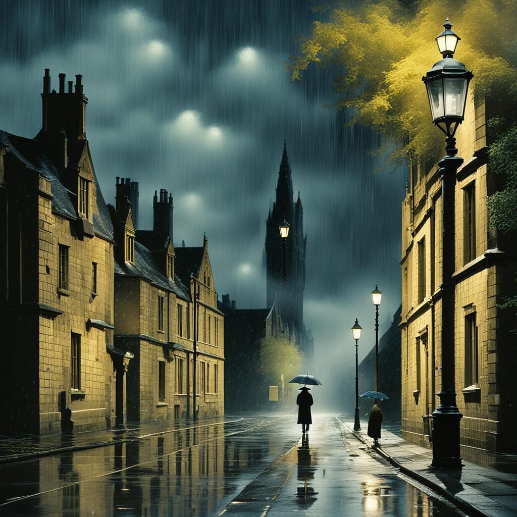 Mysterious Oxford Streets at Twilight