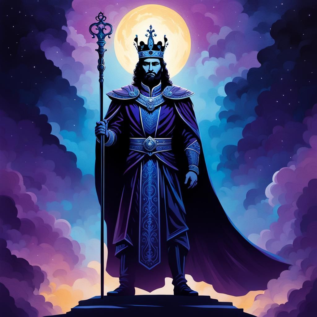 Majestic King Silhouette Painting in Hyperrealistic Style