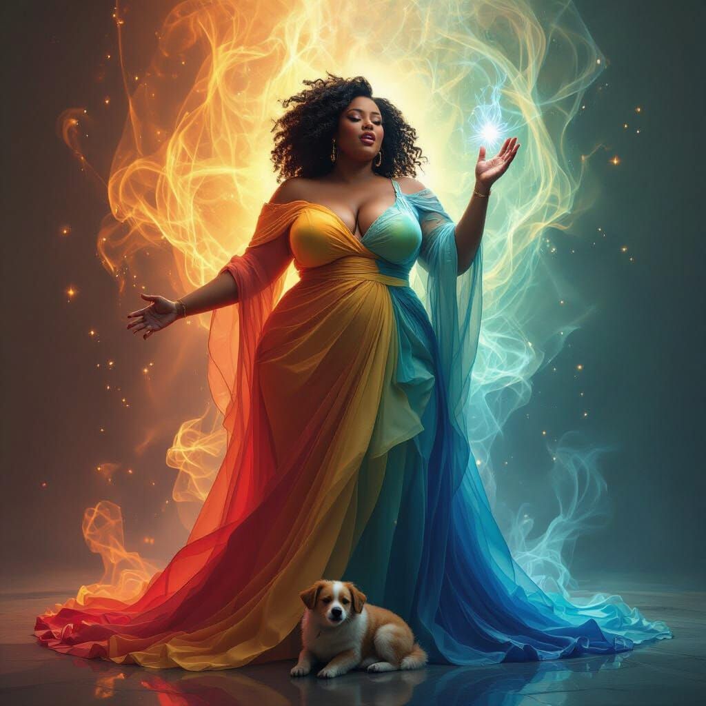 Fantasy Goddess Embodies Elements in Crystalline Form