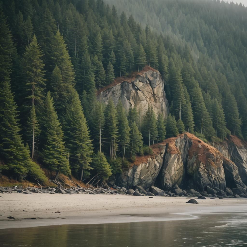 Misty Beach Scene in Washington State