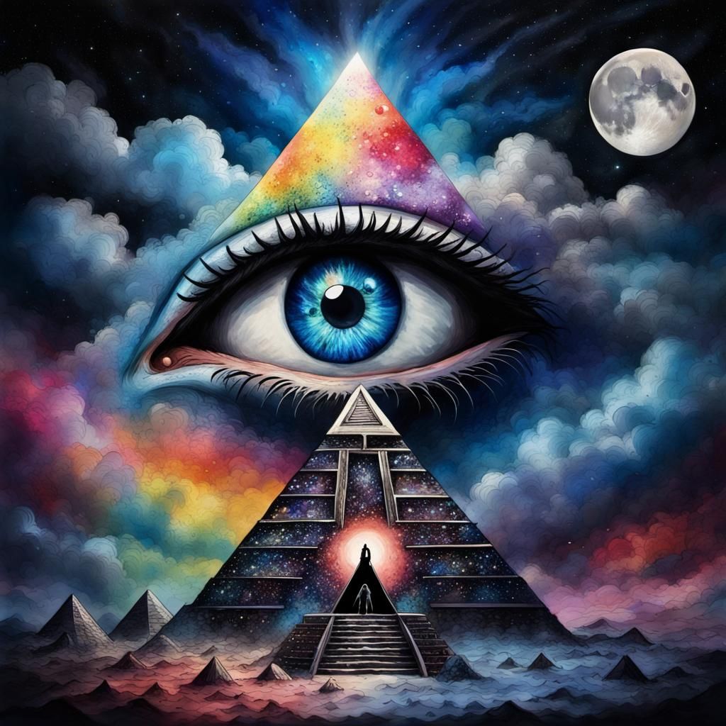 Ethereal Eyeball Pyramid Cult: Gothic Impressionist Art