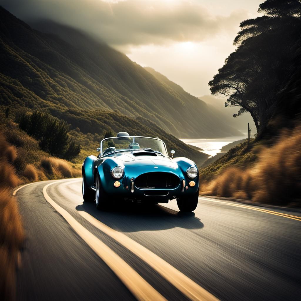 Shelby Cobra on Coastal Road in Cinematic Style