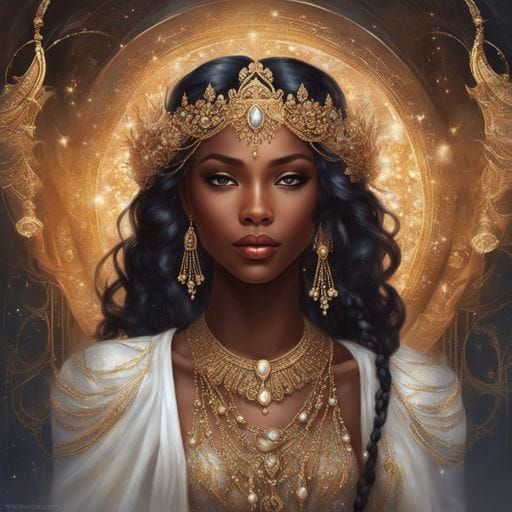 Beautiful Black Girl with Flowing Black Hair