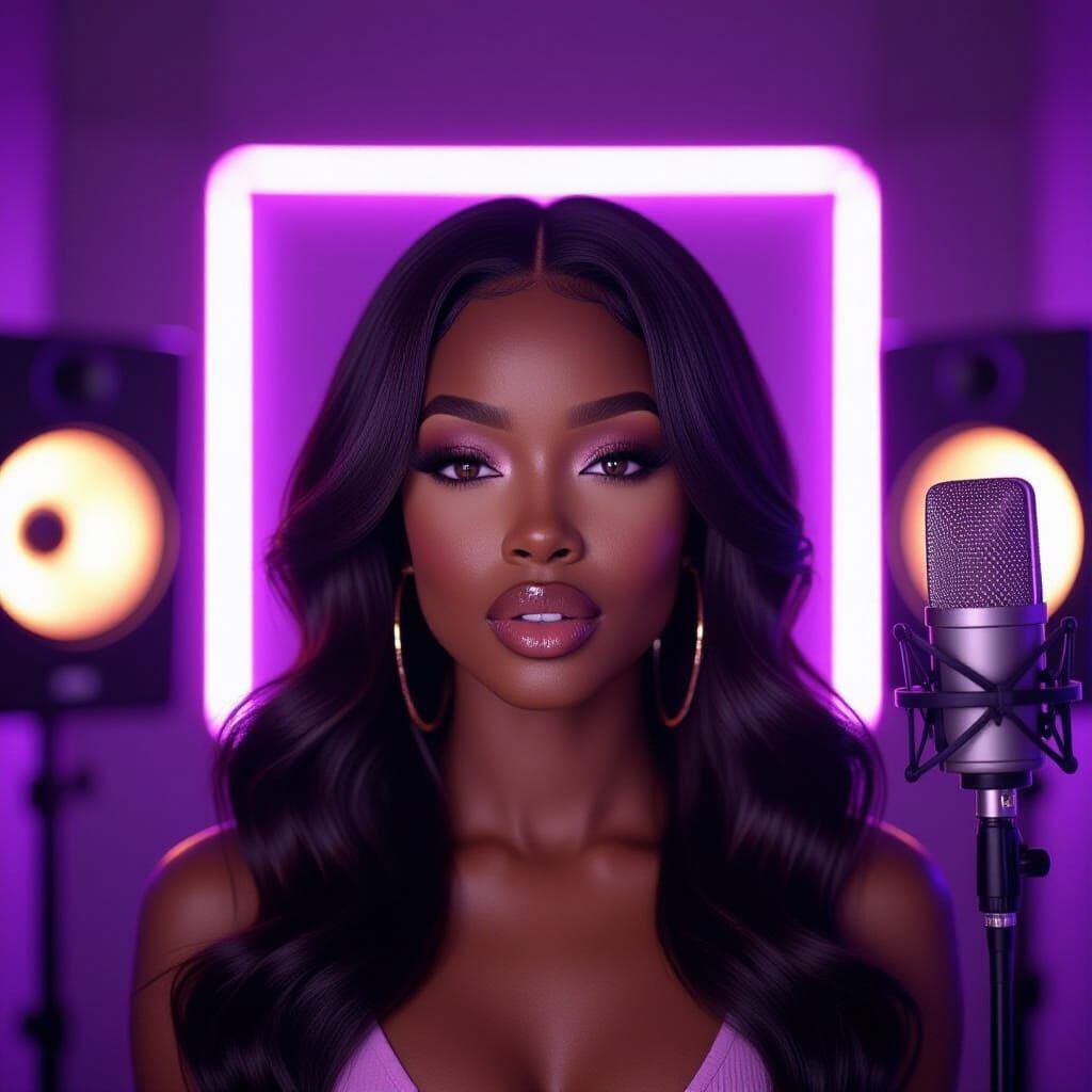 Black Woman in Amethyst Studio: R&B Album Cover