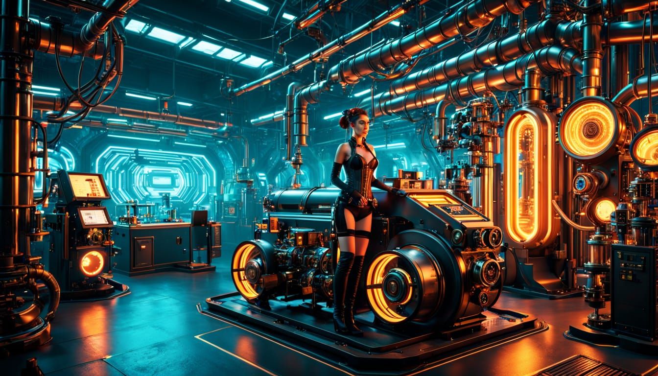 Inventors in a Cyberpunk Workshop