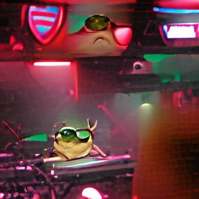 Cool Frog with Sunglasses in Nightclub
