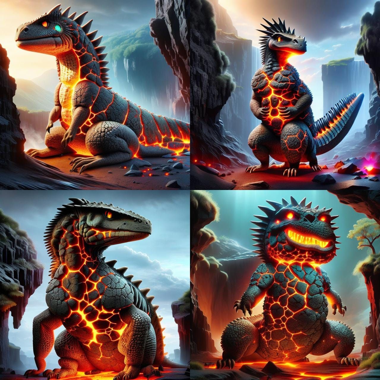 Volcanic Rock Lizard Emerges from Cave