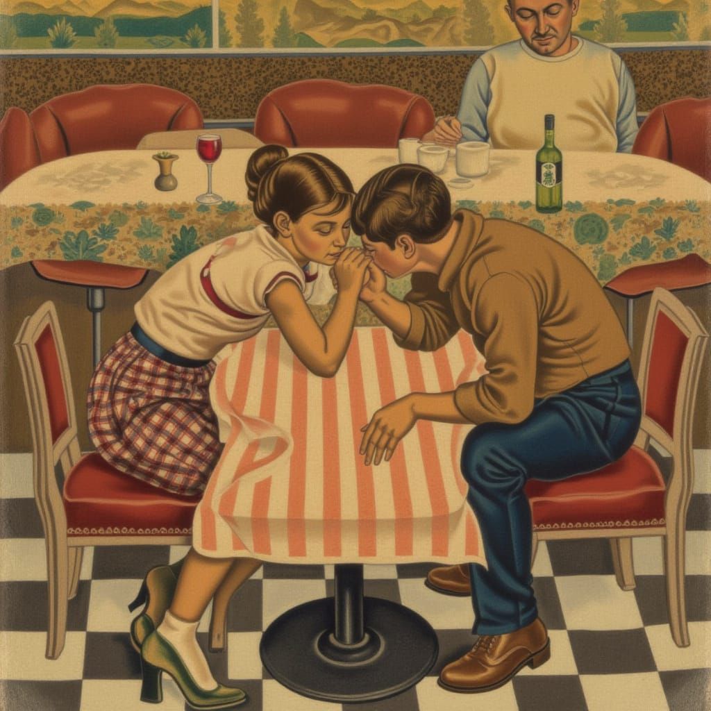 1950s Diner Couple in Isometric View