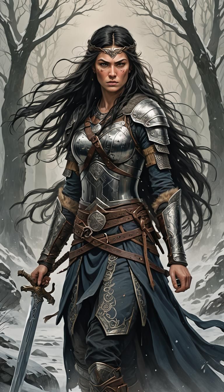 Viking Shieldmaiden with Sword and Shield