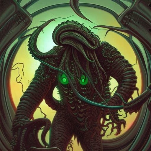 Cyborg Cthulhu in Comic Book Art Style