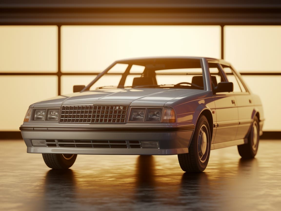 Sleek Retro Swedish Family Sedan in Metallic Silver