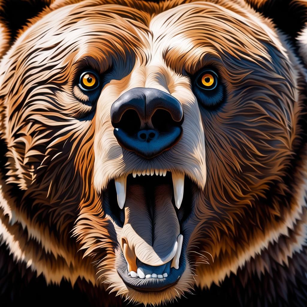 Grizzly Bear Portrait with Googly Eyes