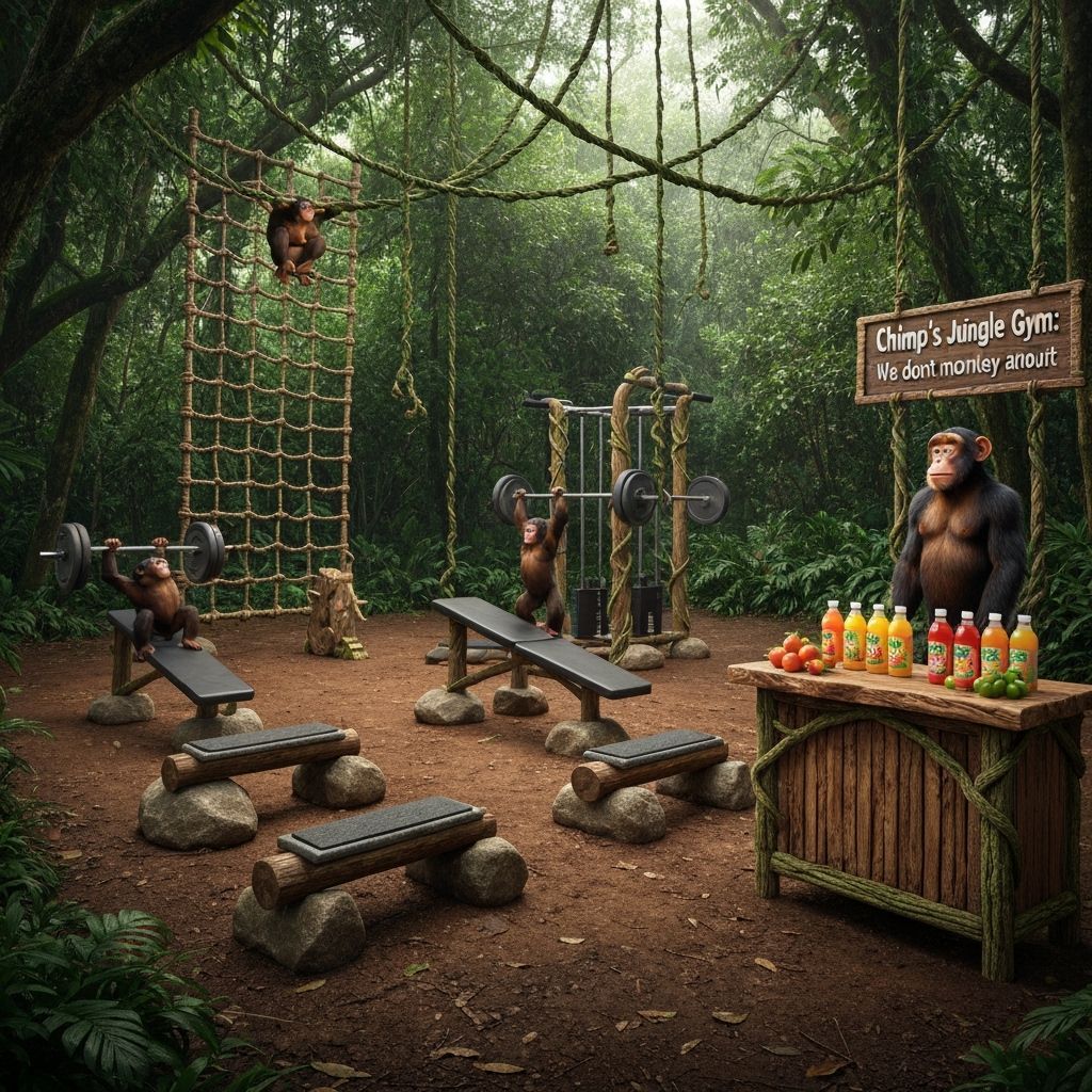 Jungle Gym for Chimpanzees in Lush Clearing