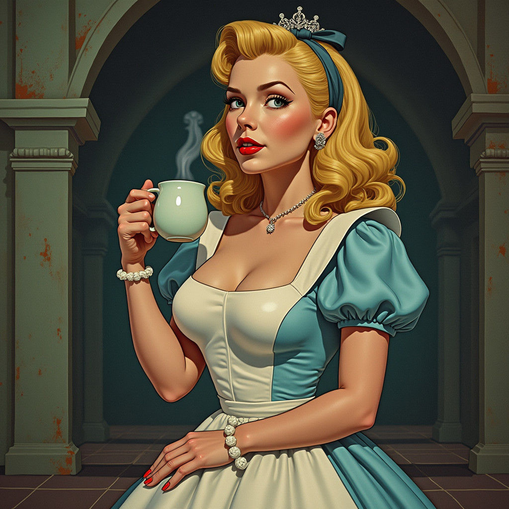 Alice in Wonderland Pinup with Retro Charm