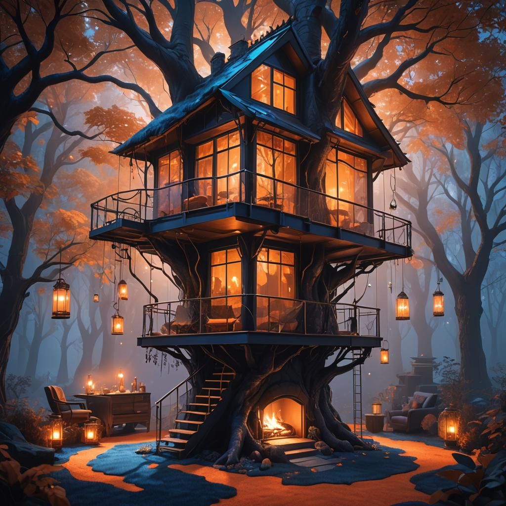 Fantasy Glass Treehouse in Lush Forest: Concept Art