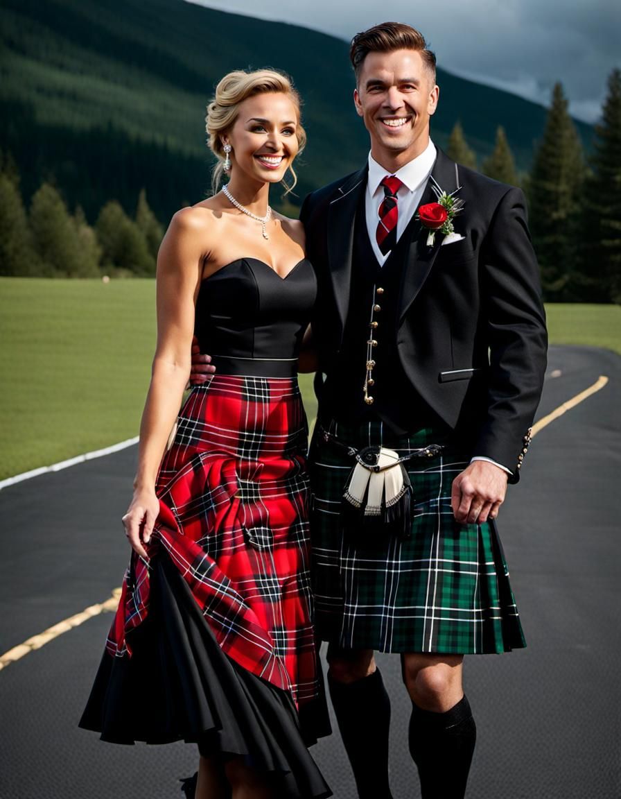Plaid Kilt at Prom: A Photorealistic Portrait