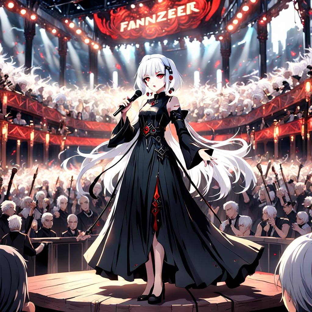 Anime Singer on Stage: Detailed Matte Painting
