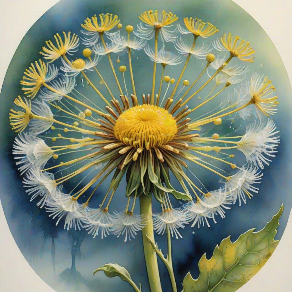 Dainty Yellow Dandelion Blooms in Soft Watercolor