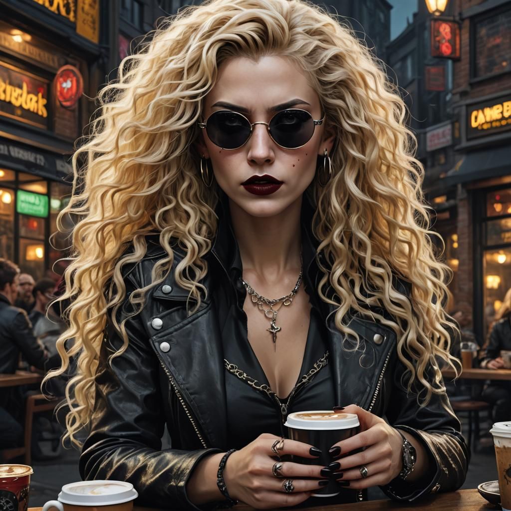 Punk Girl Orders Coffee: Fantasy Concept Art