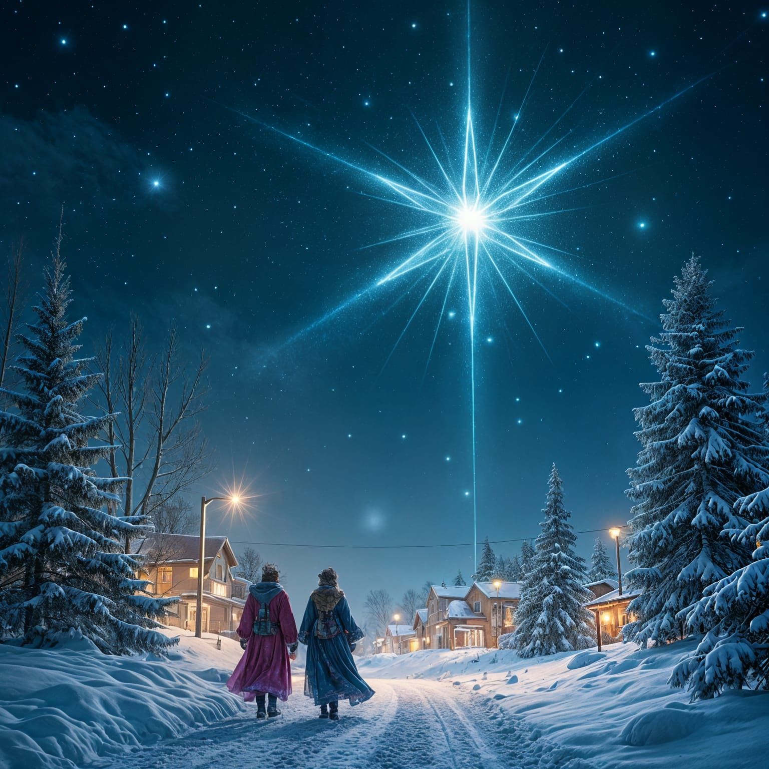 Modern Holographic Art Depicting the Star of Bethlehem in a....