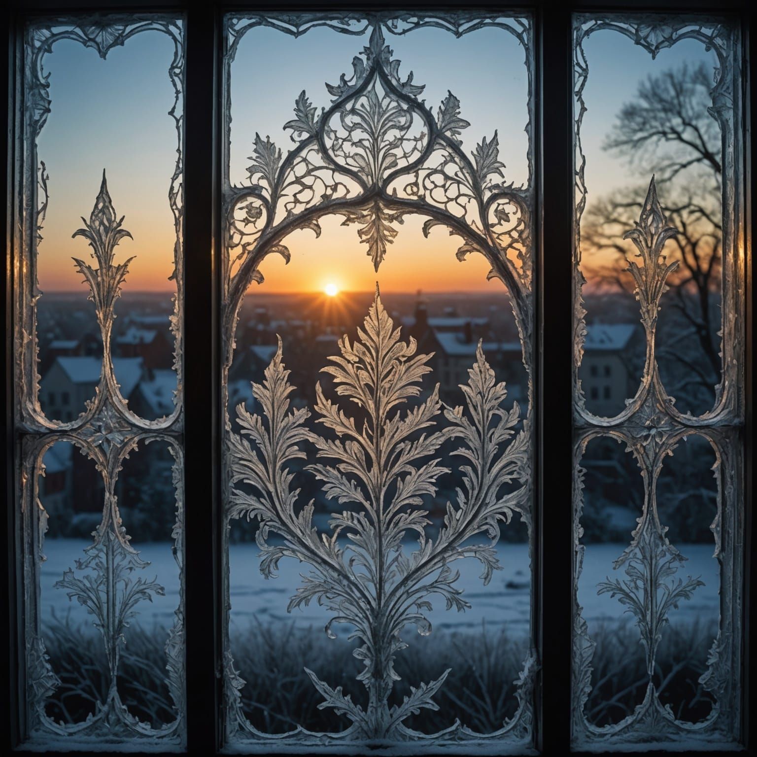 Glowing Frost: Sunrise Illuminates Winter's Lace