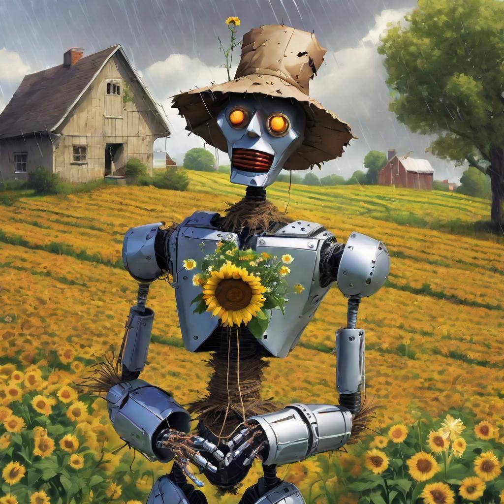 Cybernetic Scarecrow Sings in Murakami Style